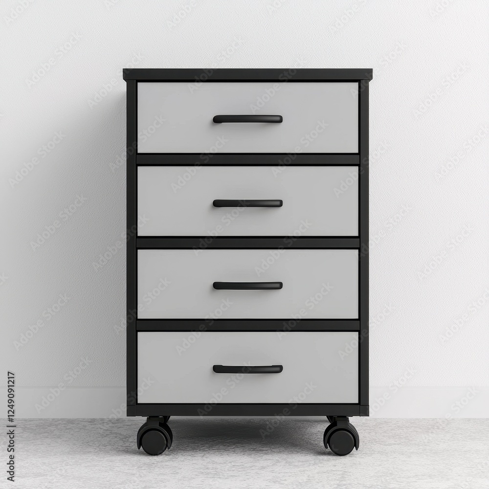 Modern Mobile Filing Cabinet with Four Drawers and Wheels Modern Mobile Filing Cabinet with Four Drawers and Wheels