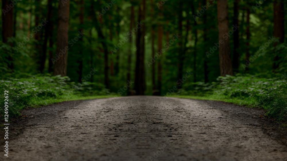 Obraz premium serene forest path surrounded by lush greenery, inviting exploration and tranquility. earthy tones and soft light create peaceful atmosphere, perfect for nature lovers