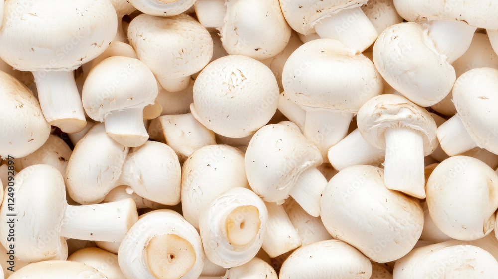 Seamless tileable background of fresh white mushrooms Seamless tileable background of fresh white mushrooms