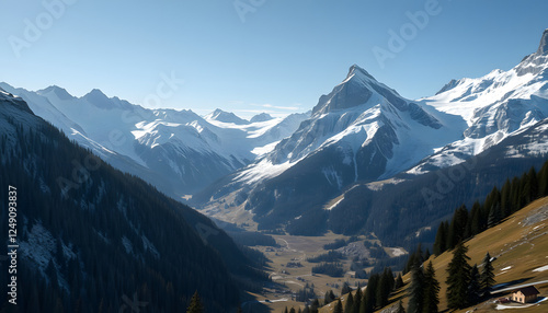 Balmhorn Alps, 8k  photorealism. with white shades photo