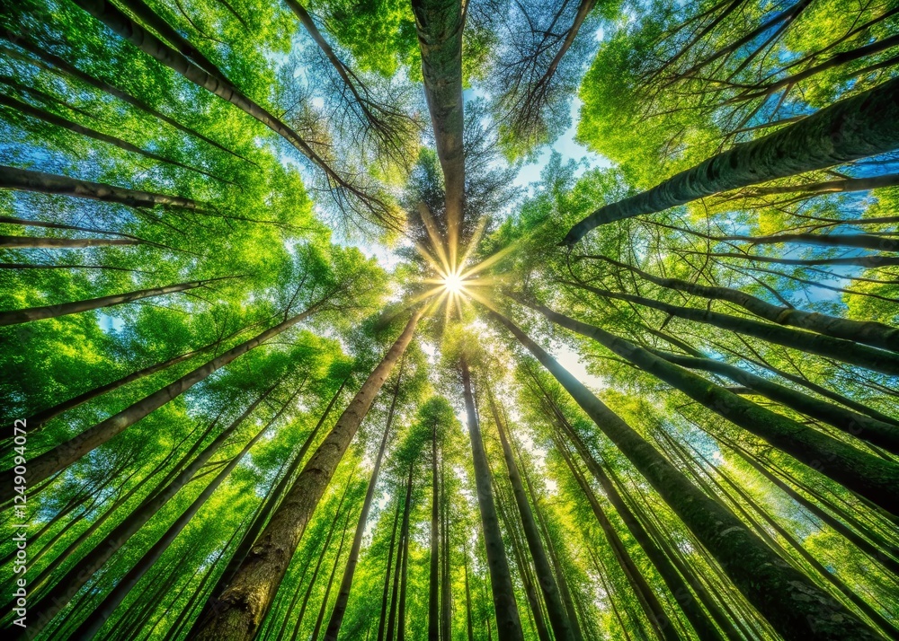 Majestic Forest Canopy: Panoramic View of Tall Trees Majestic Forest Canopy: Panoramic View of Tall Trees