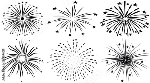 Set of happy new year firework ,Collection of golden,vector illustration.