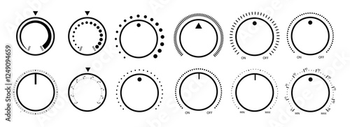 Round scale and controller volume level knob with