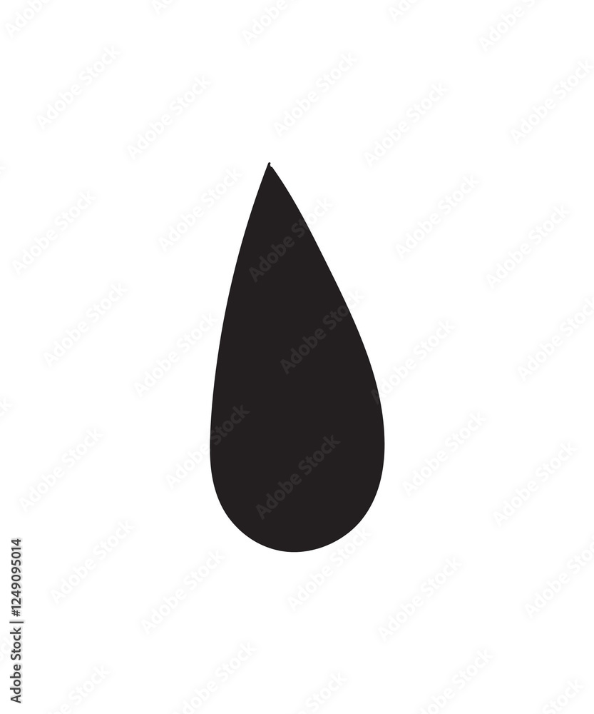 Vector illustration of a simple water drop with a shape resembling a teardrop. Black silhouette image without additional details, suitable for minimalist and iconic design purposes. Vector illustration of a simple water drop with a shape resembling a teardrop. Black silhouette image without additional details, suitable for minimalist and iconic design purposes.