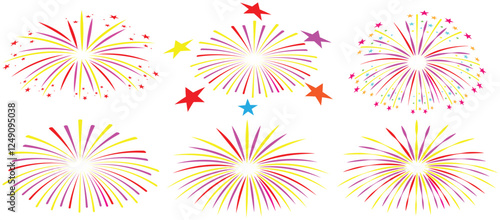 Set of happy new year firework ,Collection of golden,vector illustration.
