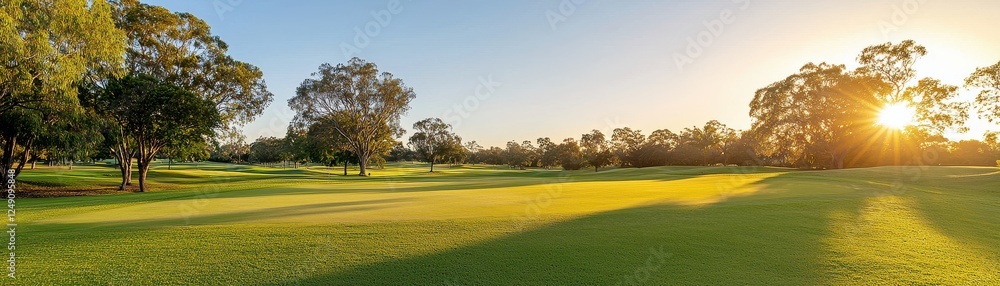 A serene landscape featuring lush green grass, scattered trees, and a warm sunset casting golden light across the scene. A serene landscape featuring lush green grass, scattered trees, and a warm sunset casting golden light across the scene.