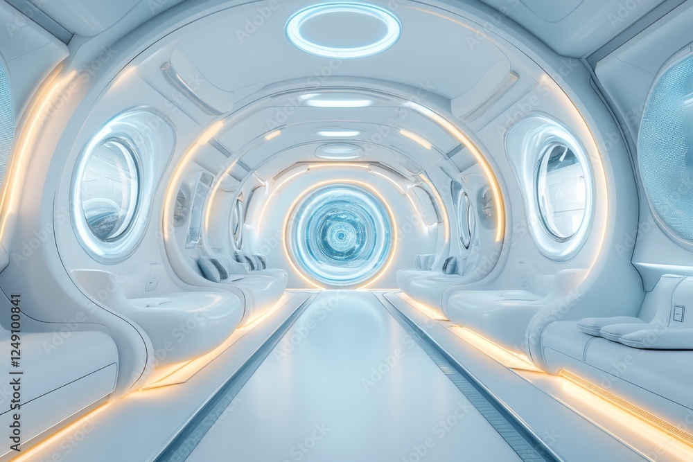 A futuristic space academy using an advanced AI-driven learning module for astronaut training A futuristic space academy using an advanced AI-driven learning module for astronaut training