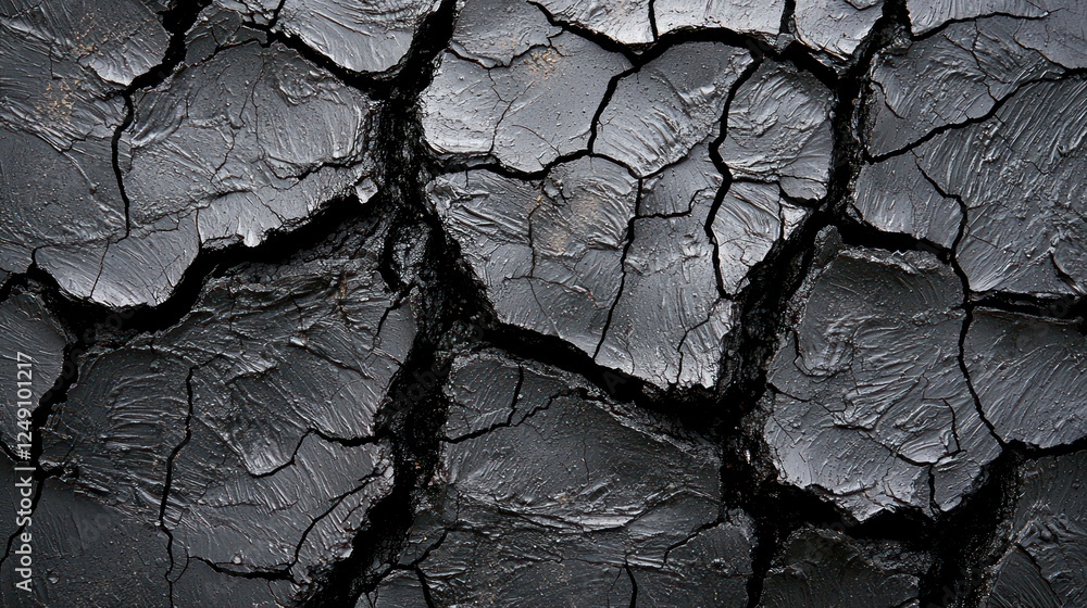 Cracked black earth texture; dry, barren land background Cracked black earth texture; dry, barren land background