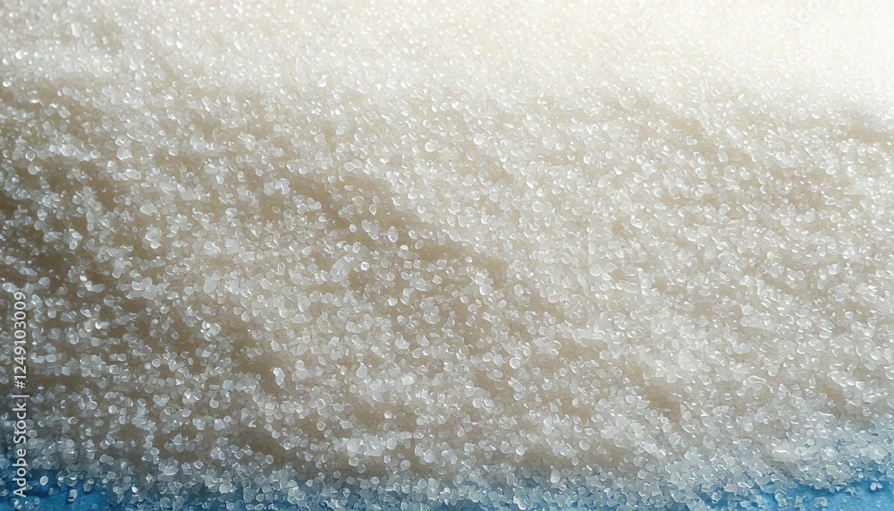 Granulated sugar texture close-up showcasing purity and size variations in white crystals Granulated sugar texture close-up showcasing purity and size variations in white crystals