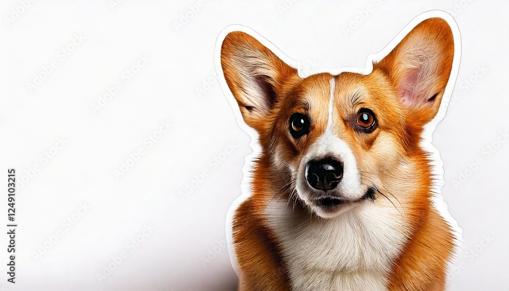 Corgi portrait showcasing the breed's friendly expression and distinctive features on white background Corgi portrait showcasing the breed's friendly expression and distinctive features on white background