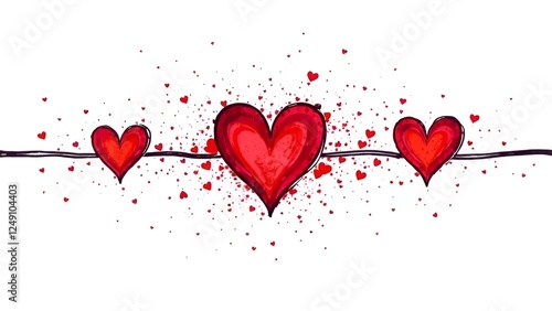 Wallpaper Mural Many red hearts drawn on a white background. Valentine's Day. Mother's Day Torontodigital.ca