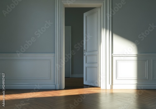 Wallpaper Mural Bright Sunlight Streaming Through Open Door in Minimalist Room Torontodigital.ca