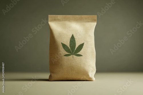 Wallpaper Mural Brown package with cannabis leaf on a green background Torontodigital.ca