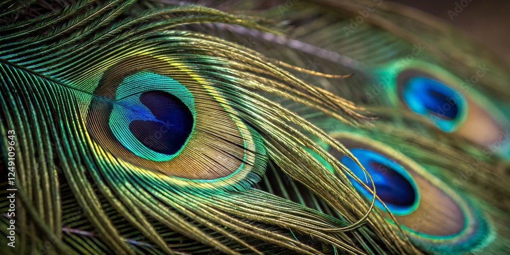 Fototapeta premium Vibrant Peacock Feather with Unique Patterns and Colors – Exotic Plumage Close-Up