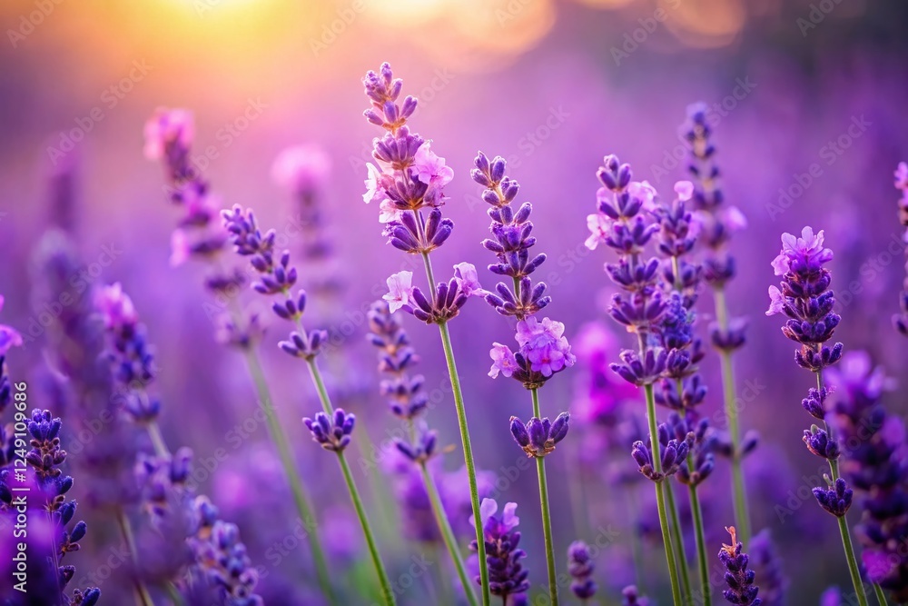 Fototapeta premium Minimalist Close-Up of Lavender Flowers: Purple Floral Beauty