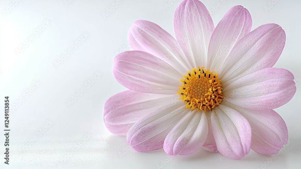 Fototapeta premium Delicate Pink Flower Close-up on White Background