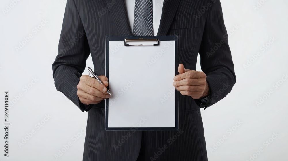 A real estate agent inspecting a property, with a clipboard and property details on a clean white background. A real estate agent inspecting a property, with a clipboard and property details on a clean white background.
