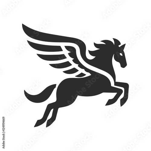 pegasus icon, horse with wings isolated, silhouette, logo and on transparent background
