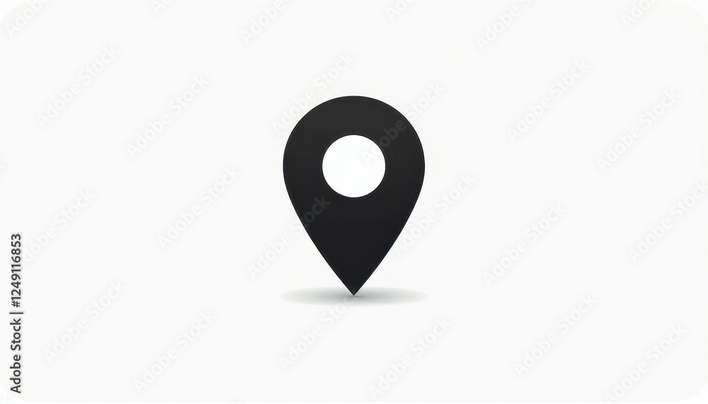 Stark Contrast: Black Map Pointer Icon on a White Background Stark Contrast: Black Map Pointer Icon on a White Background
