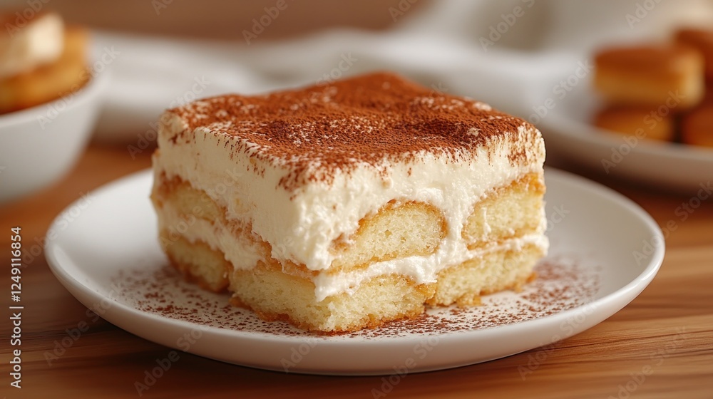 Delicious tiramisu dessert on a plate. (1) Delicious tiramisu dessert on a plate. (1)