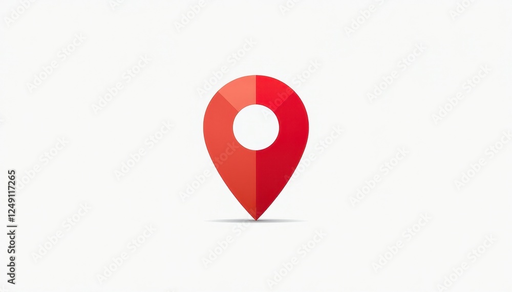 Vibrant Red Map Pointer Icon on Bold White Background: A Standout Design Element Vibrant Red Map Pointer Icon on Bold White Background: A Standout Design Element