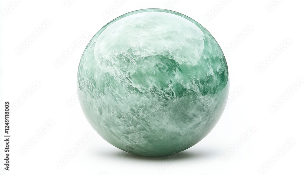Beautiful Green Marble Sphere with Unique Swirl Patterns Beautiful Green Marble Sphere with Unique Swirl Patterns