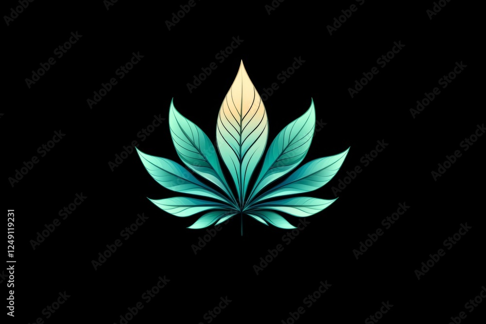 Colorful leaf illustration with intricate details on a dark backdrop Colorful leaf illustration with intricate details on a dark backdrop