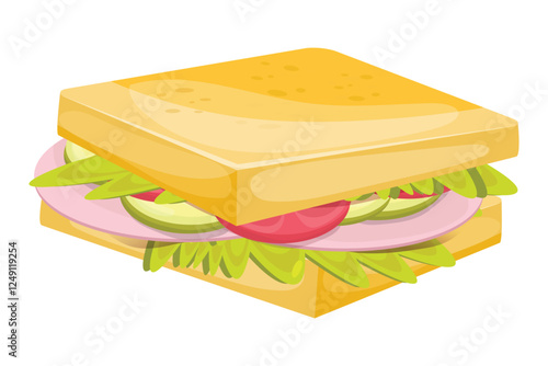 Sandwich with fresh , tomato and Vegetable. Vector illustration.