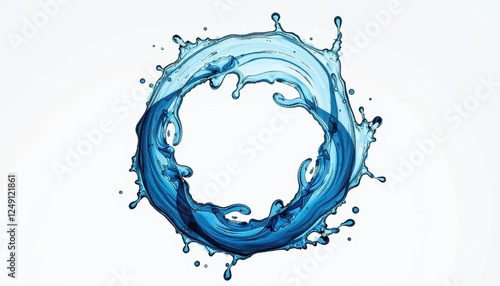 Captivating Blue Water Splash Against White Background: Sparkling Contrast and Mesmerizing Reflections photo