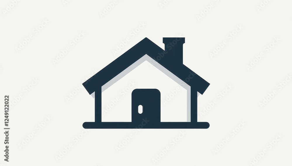 Modern Slick Logo Design: Stylized House with Door and Chimney on White Background Modern Slick Logo Design: Stylized House with Door and Chimney on White Background
