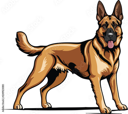 Belgian Malinois dog mascot logo design concept vector illustration white background	