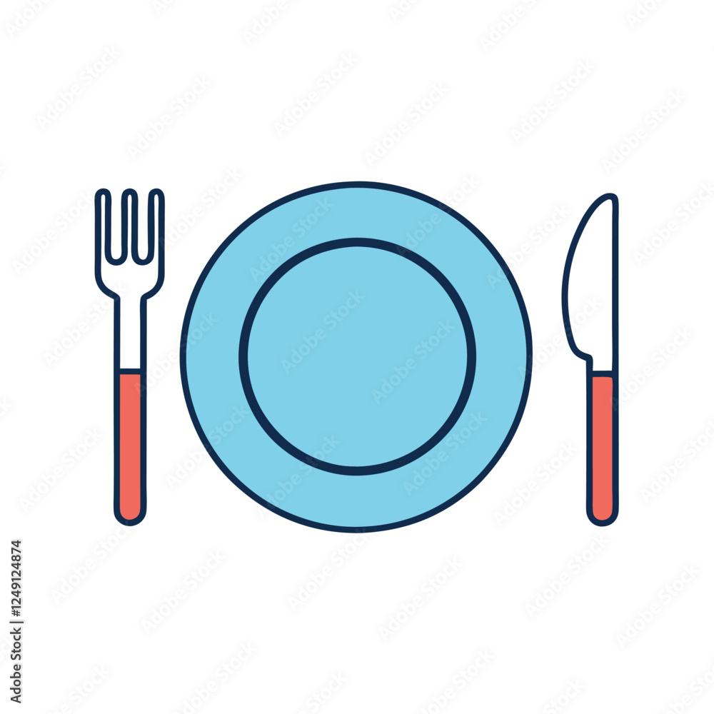 Modern Dinner Plate Flat Illustration Modern Dinner Plate Flat Illustration