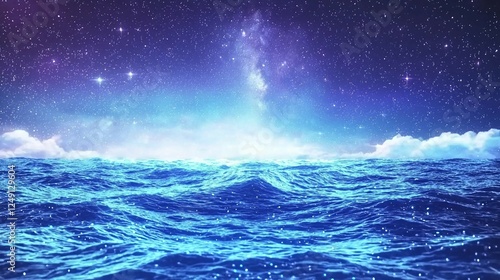 Wallpaper Mural Mystical Night Sky Over Serene Ocean Waves with Bright Stars Torontodigital.ca