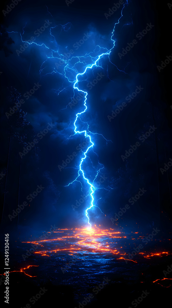 Naklejka premium Dramatic Night Lightning Storm