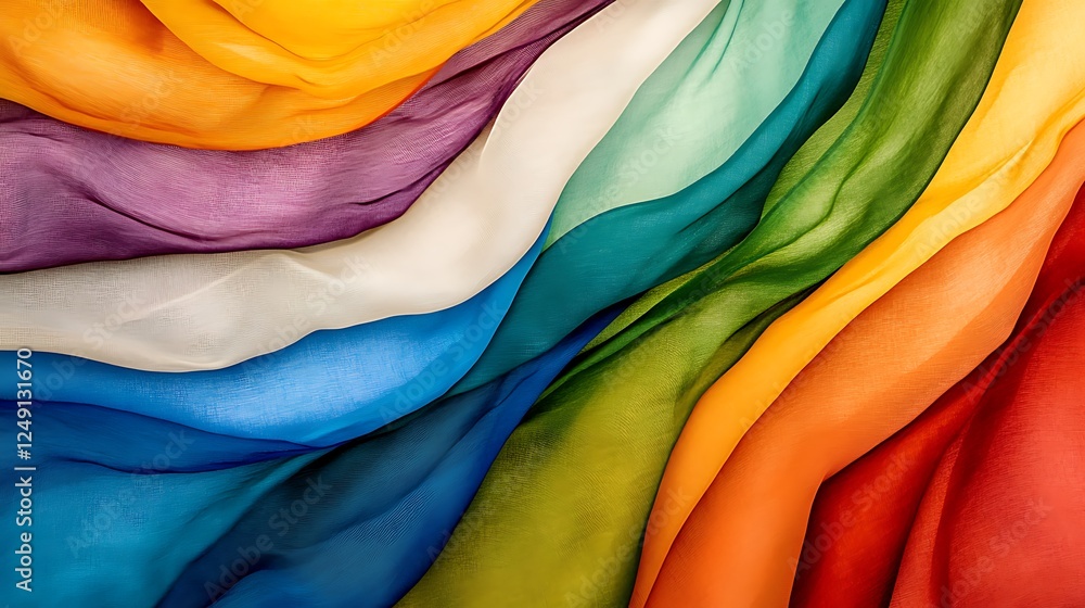 Vibrant Rainbow Silk Fabric Drape: Close-up Texture Photography AI Generated Vibrant Rainbow Silk Fabric Drape: Close-up Texture Photography AI Generated