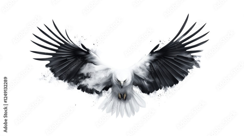 Fototapeta premium Majestic Eagle with Outstretched Wings on Transparent