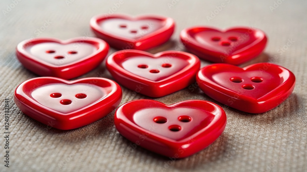 Nine Red Heart-Shaped Buttons with White Outline - Valentine's Day Decoration Nine Red Heart-Shaped Buttons with White Outline - Valentine's Day Decoration