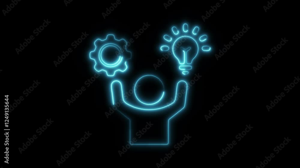 Glowing neon initiative isolated on black background. HD Video motion graphic animation Glowing neon initiative isolated on black background. HD Video motion graphic animation