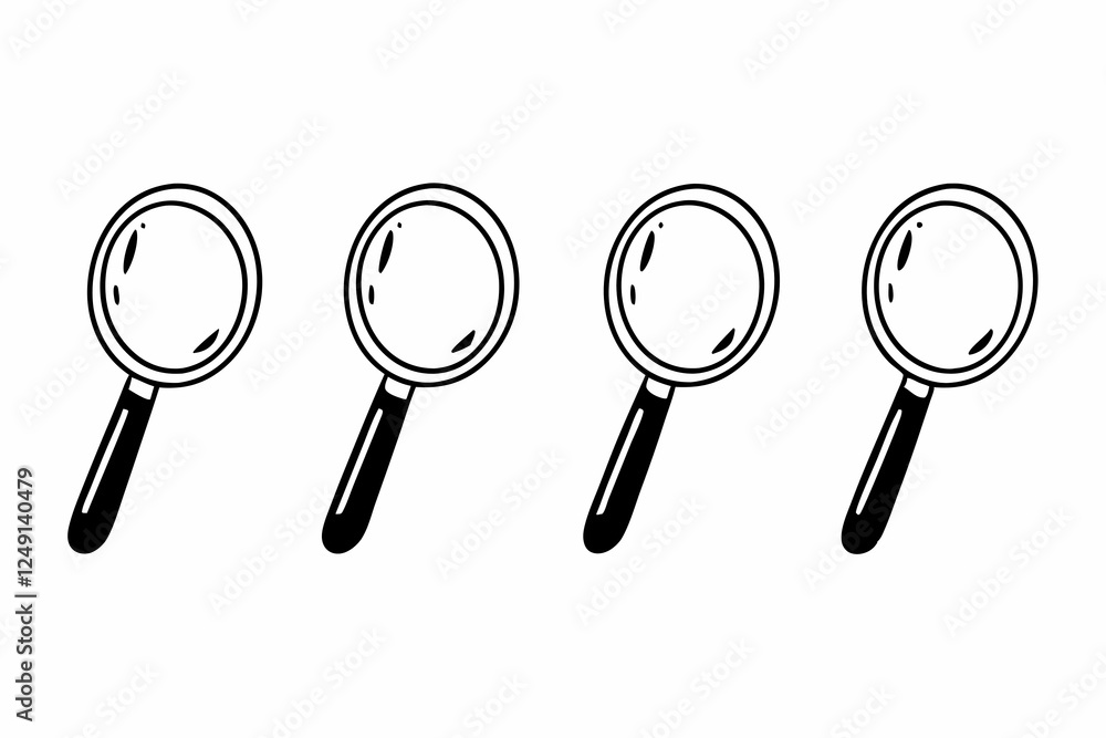 2 same Simple vector icon magnifying glass 2 same Simple vector icon magnifying glass