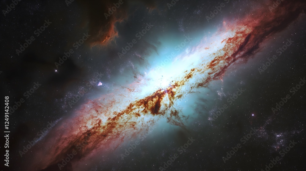 Fototapeta premium Spectacular Cosmic Galaxy Nebula Deep Space Astronomical Observation Celestial Phenomenon Interstellar Landscape Astrophysics Scientific Visualization Infinite Universe