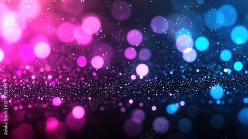 Abstract background with glowing particles waving on a black backdrop