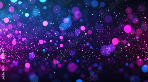 Abstract background with glowing particles waving on a black backdrop