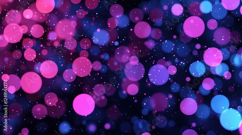 Glowing particles waving on a black backdrop creating a bokeh light effect