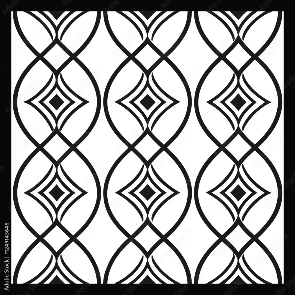 Naklejka premium Vector ethnic pattern with symmetrical elements. Repeating geometric tiles from striped elements.Monochrome texture.Black and white pattern for wallpapers and backgrounds Decorative ethnic ornament fo