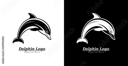 logo design in the shape of a jumping dolphin