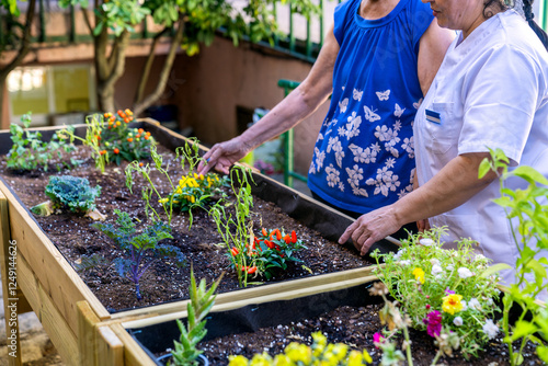 Seniors engaging in therapeutic gardening activities