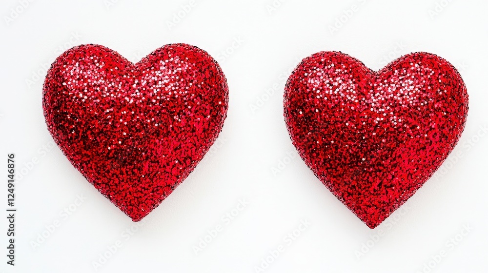Sparkling Red Glitter Hearts for Romantic and Festive Decoration Sparkling Red Glitter Hearts for Romantic and Festive Decoration
