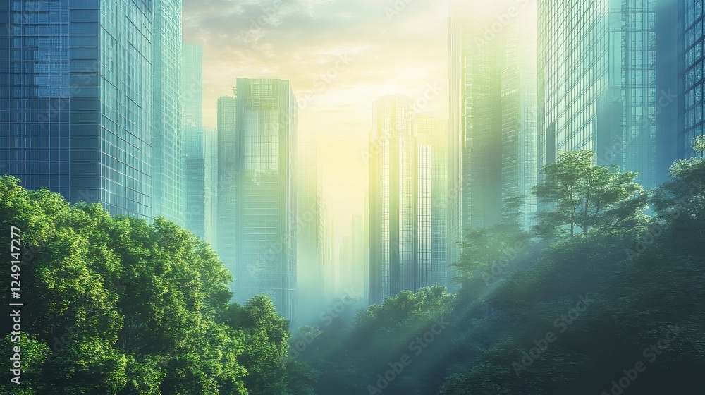 Fototapeta premium Carbon neutrality strategies for emissions reduction and corporate responsibility. 