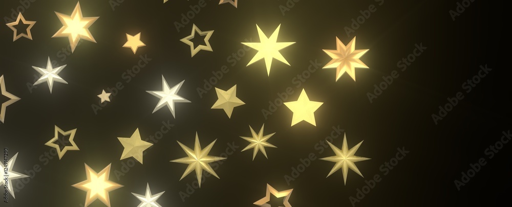 Twinkling Yuletide Skies: Breathtaking 3D Illustration of Falling Christmas Starlights Twinkling Yuletide Skies: Breathtaking 3D Illustration of Falling Christmas Starlights