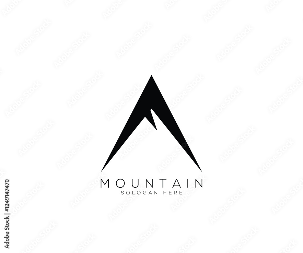 A Initial mountain logo design template A Initial mountain logo design template